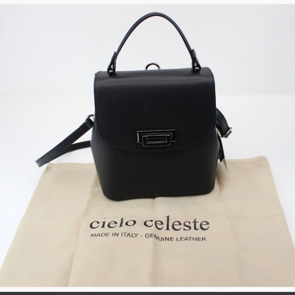 Cielo Celeste Handbag Genuine Leather Black Small